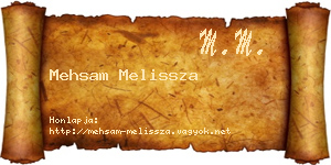 Mehsam Melissza névjegykártya